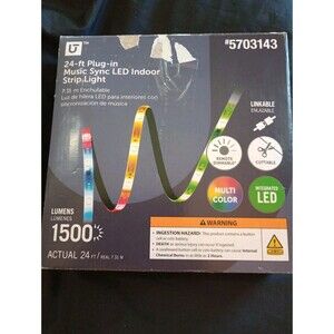 Utilitech Plug-In Music Sync LED Indoor Strip Light, 24 Feet,  5703143 No Remote
